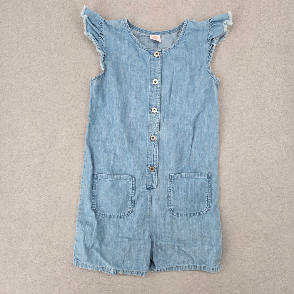 Wonder Nation Girls L 10-12 Denim Romper Flutter Sleeve Casual Boho 4581